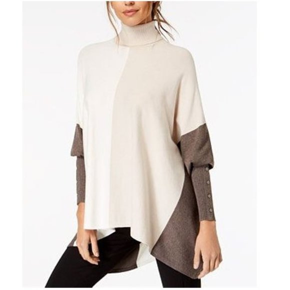 Alfani | Sweaters | Alfani Turtleneck Colorblock Poncho Sweater | Poshmark
